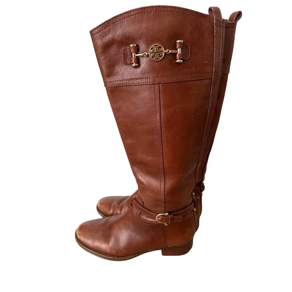 Tory Burch Bristol Brown Riding Boots 8M Equestrian + Festival Style